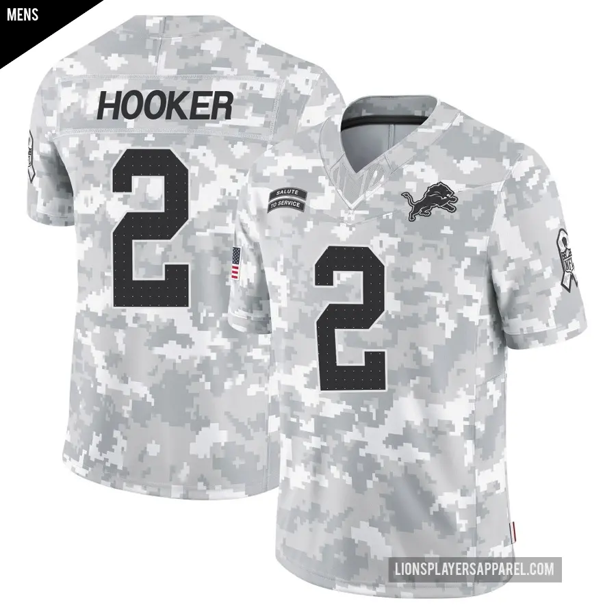 Men's Detroit Lions ＃2 Hendon Hooker Arctic Camo Limited 2024 Salute to Service Jersey