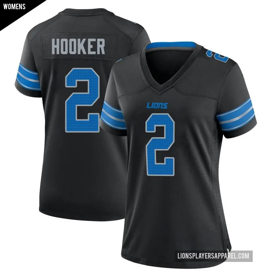 Women's Detroit Lions ＃2 Hendon Hooker Black Game Alternate 2nd Jersey