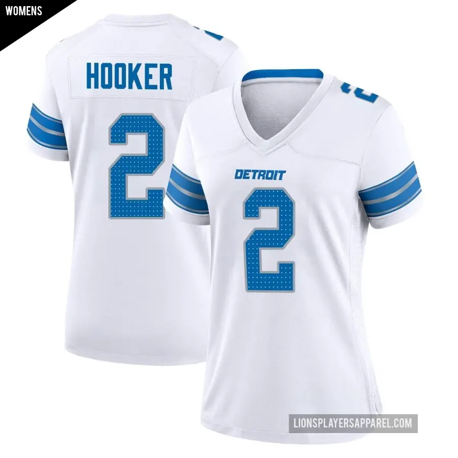 Women's Detroit Lions ＃2 Hendon Hooker White Game 2nd Jersey