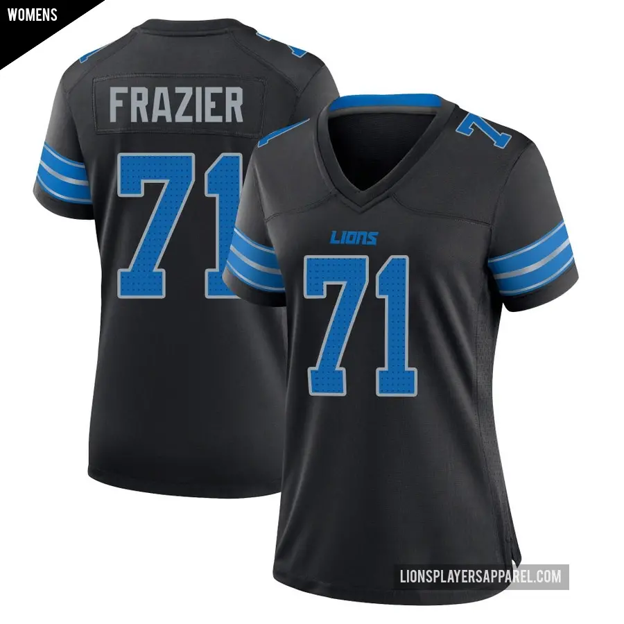 Women's Detroit Lions ＃71 Miles Frazier Black Game Alternate 2nd Jersey