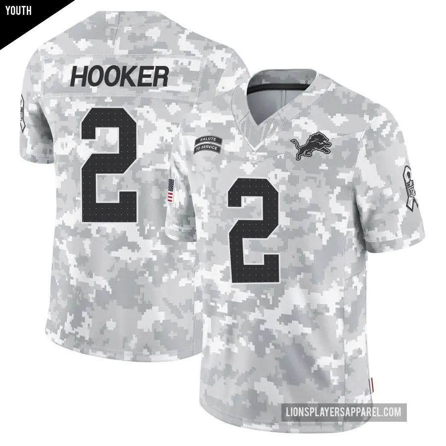 Youth Detroit Lions ＃2 Hendon Hooker Arctic Camo Limited 2024 Salute to Service Jersey