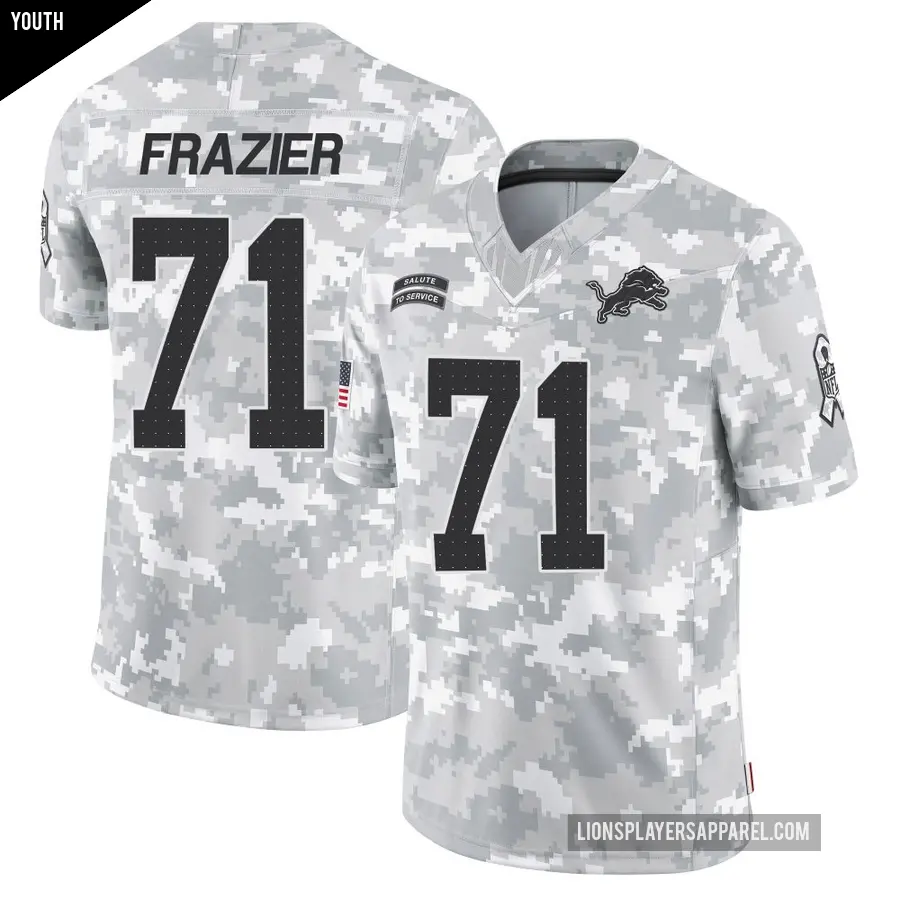 Youth Detroit Lions ＃71 Miles Frazier Arctic Camo Limited 2024 Salute to Service Jersey